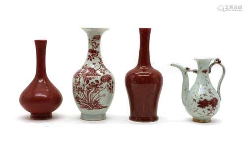 A collection of Chinese copper-red decorated porcelain,