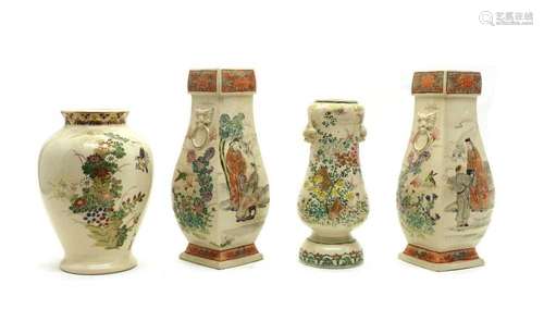 A pair of Japanese Satsuma ware vases,