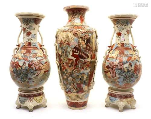 A pair of Japanese Kutani vases,