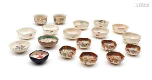 A collection of Japanese Satsuma ware sake cups,