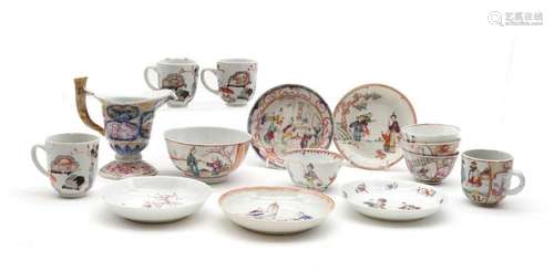 A collection of Chinese export famille rose cups and saucers...