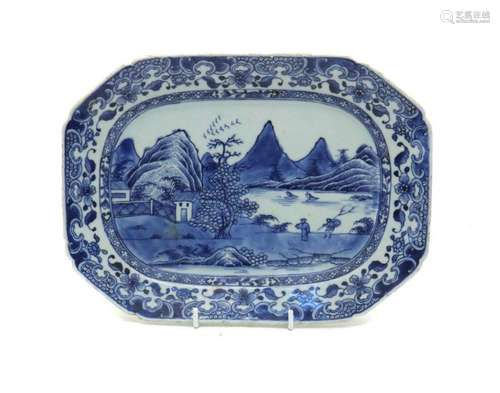 A Chinese blue and white serving dish