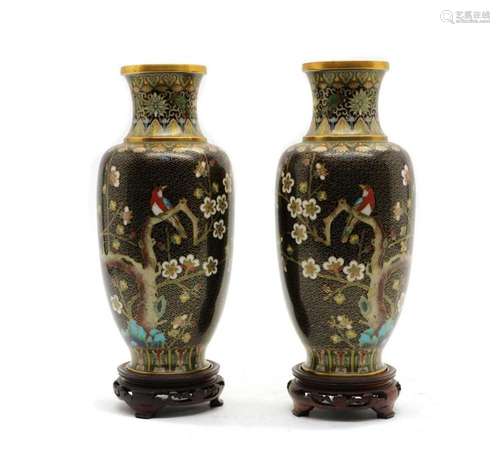 A pair of cloisonne vases,