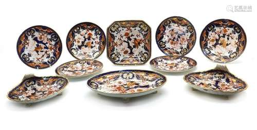 An Imari decorated Staffordshire porcelain dessert service,