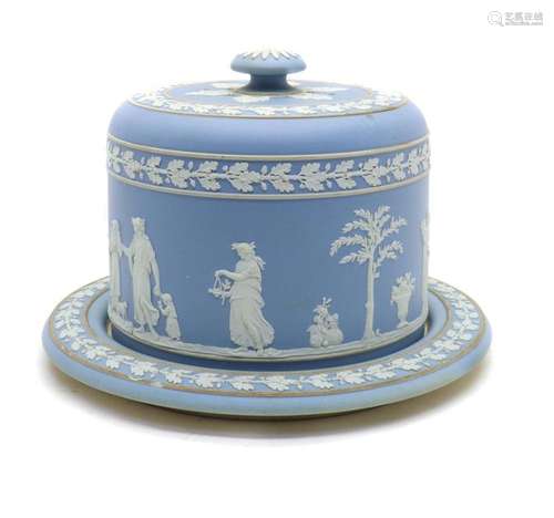 A Wedgwood blue jasper ware stilton dome and stand,