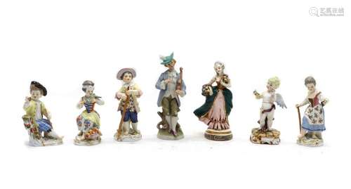 A group of four Meissen porcelain figures,