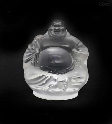 A Lalique moulded glass Happy Buddha,