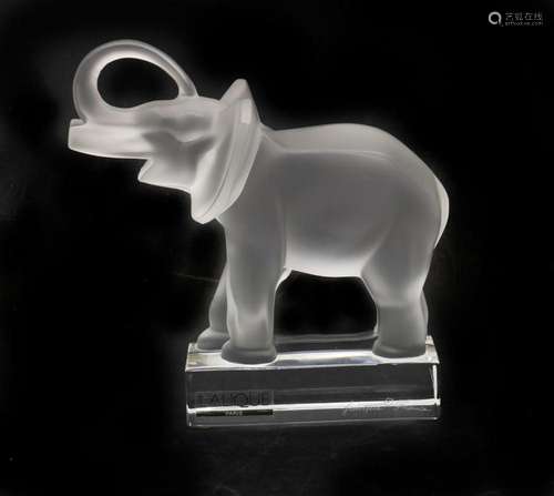 A Lalique frosted glass elephant,