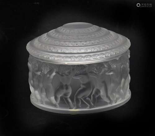 A Lalique Enfants moulded glass box and cover,