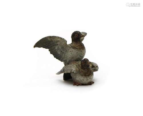 An Austrian cold painted bronze of loving Pigeons