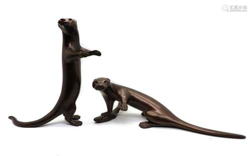 A pair of limited edition bronzed sculptures by Alan Wilson,