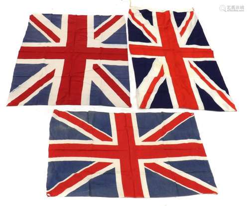 A set of three Union flags,