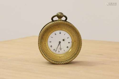 A French brass drum cased clock