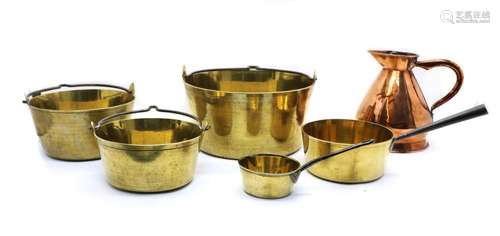 A collection of Victorian brass pans