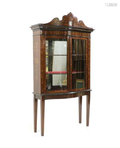 An Edwardian mahogany inlaid display cabinet,