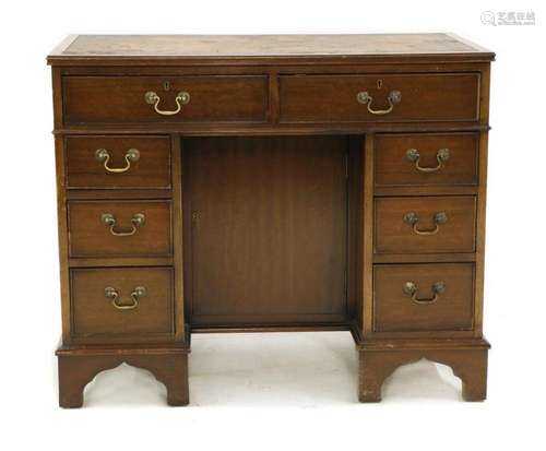 A George III style mahogany kneehole desk,