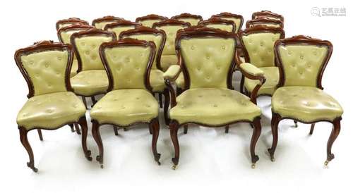 A set of eighteen Victorian mahogany dining chairs