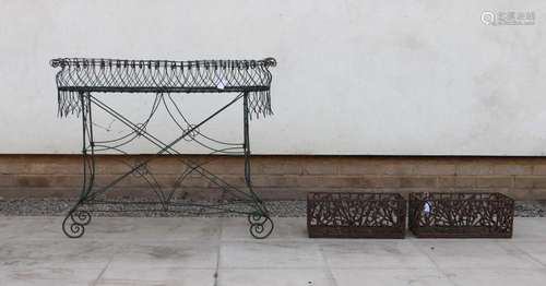 An iron wirework conservatory stand,