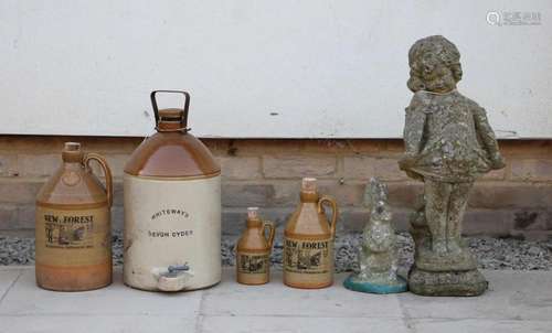 A collection of four stoneware cider jars,