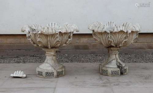 A pair of glazed stoneware garden vases,