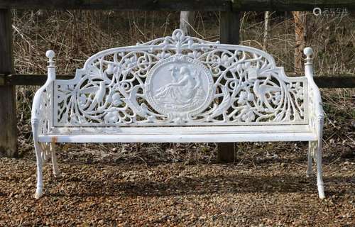 A large cast iron bench,