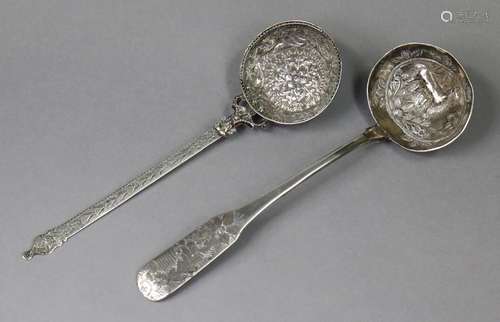 A continental white metal ladle, possibly Spanish colonial, ...