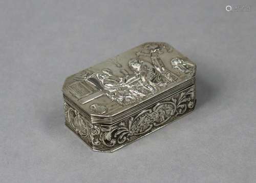 A continental silver rectangular box with canted corners, th...