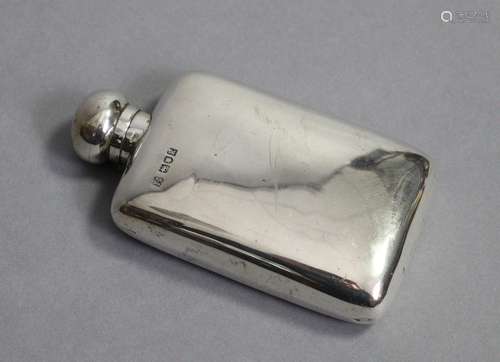 An Edwardian silver pocket spirit flask with hinged ball scr...