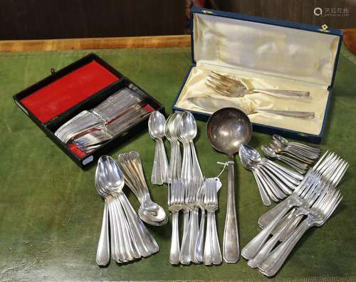 A service of French Art Deco style silver-plated flatware, c...