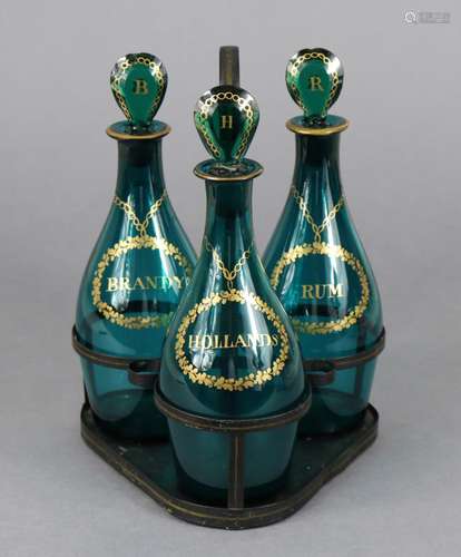 A set of three late 18th/early 19th century Emerald glass de...