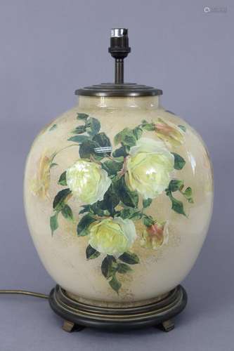 An early 20th century Decalcomania large ovoid glass vase mo...