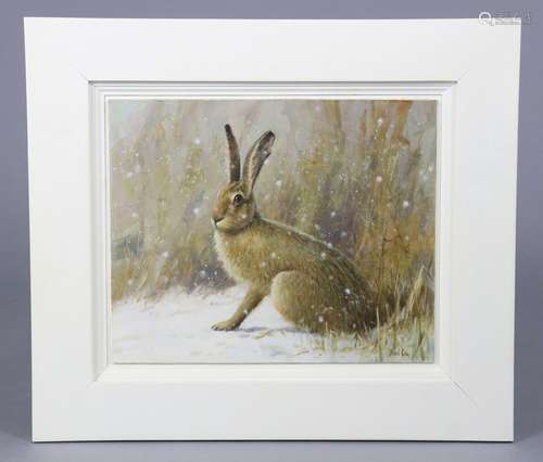 NEIL COX (b. 1955). Study of a hare in a snowy landscape. Si...