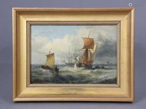 JAMES WEBB (1825-1895). A small sketch of sailing vessels in...