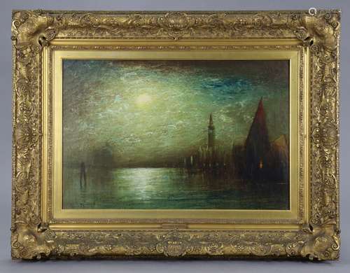 GEORGE HENRY BOGERT (American, 1864-1944). A moonlit Venetia...