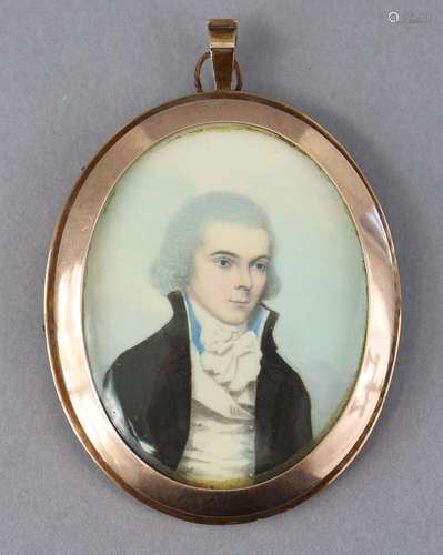 An early 19th century portrait miniature of a gentleman wear...