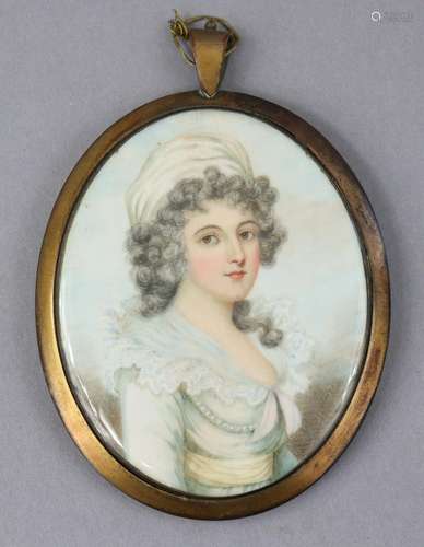 A 19th century head-&-shoulders oval portrait miniature ...