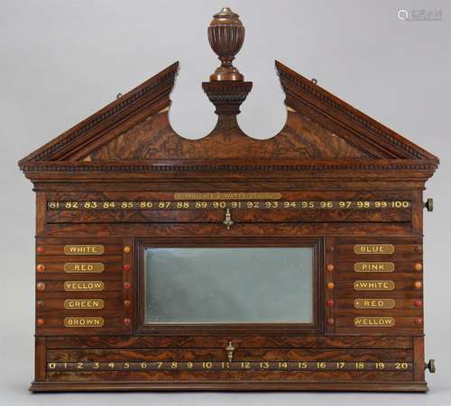 AN EDWARDIAN BILLIARDS/SNOOKER SCORE-BOARD BY BURROUGHES &am...