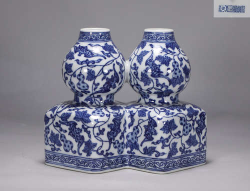 Qing Dynasty Yongzheng blue and white fluke conjoined gourd ...