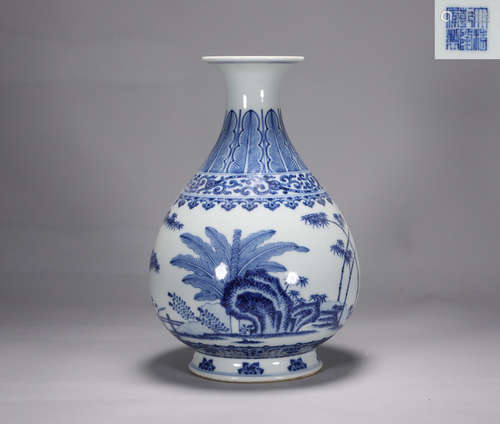 Qing Dynasty Qianlong blue and white pine bamboo plum patter...