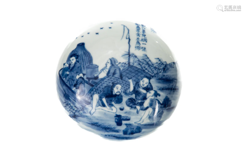 CHINESE BLUE AND WHITE PORCELAIN PASTE BOX