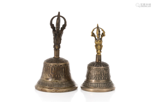 TWO TIBETAN BRONZE BELLS