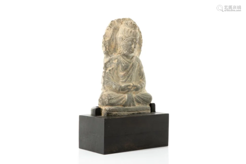 GANDHARA SCHIST SEATED FIGURE OF BUDDHA