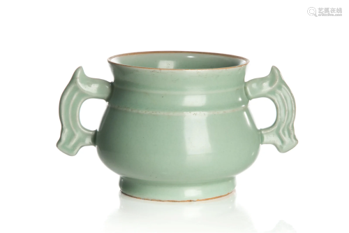 CHINESE LONGQUAN CELADON GLAZED CENSER