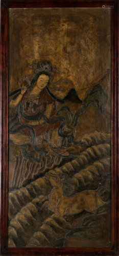 CHINESE QING DYNASTY PLASTER PAINTED PANEL