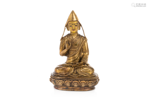 GILT BRONZE TIBETAN LAMA (MONK)