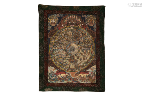 19TH CENTURY TIBETAN THANGKA WITH MAHAKALA