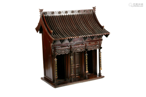 LARGE JAPANESE HARDWOOD TEMPLE SHRINE