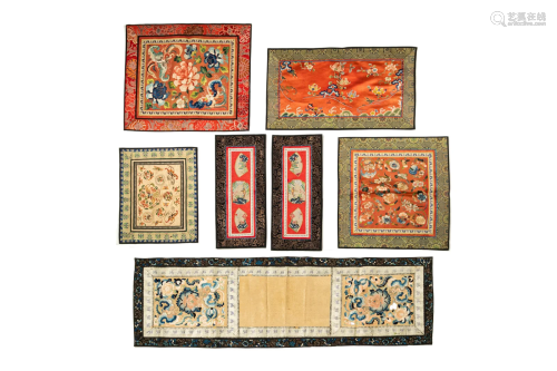 GROUP OF SEVEN CHINESE EMBROIDERED PANELS