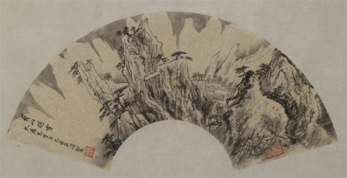 SONG WENZHI (1919-1999), LANDSCAPE FAN PAINTING