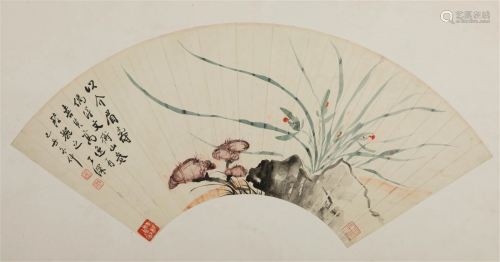 WU ZISHEN (1894-1972), ORCHID AND LINGZHI FUNGUS